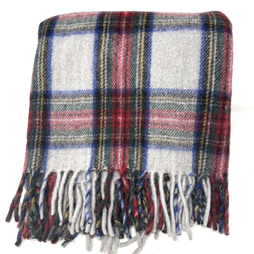 Tweeds of Scotland Wool Stewart Dress Tartan Throw Blanket Fringed 62x72 NEW